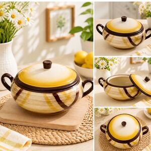 Metlox 2-1/4 Qt Vernonware Poppytrail Organdie Round Covered Casserole &‎ Lid